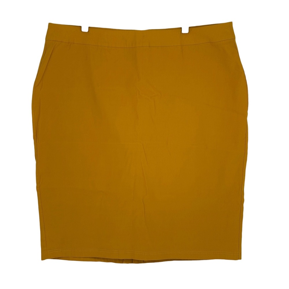 Ashley Stewart Pencil Skirt Mustard Yellow Stretch Knee Length Size 24